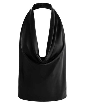 Black Ayanna Deep Cowl Top