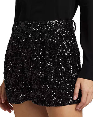 Black Conry Sequin Cuff Short