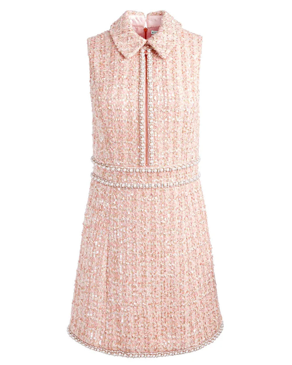 Pearl Blush Ellis Embellished Collared Zip Dress