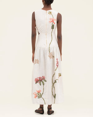 Ivory Floral Otono Orquidea Maxi Dress