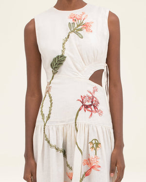 Ivory Floral Otono Orquidea Maxi Dress