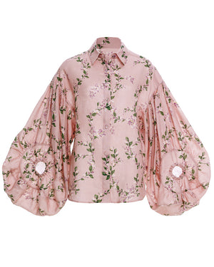 Pink Floral Agar Wisteria Blouse