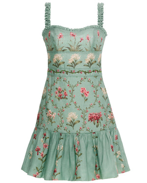 Seafoam Floral Nieve Orquidea Mini Dress