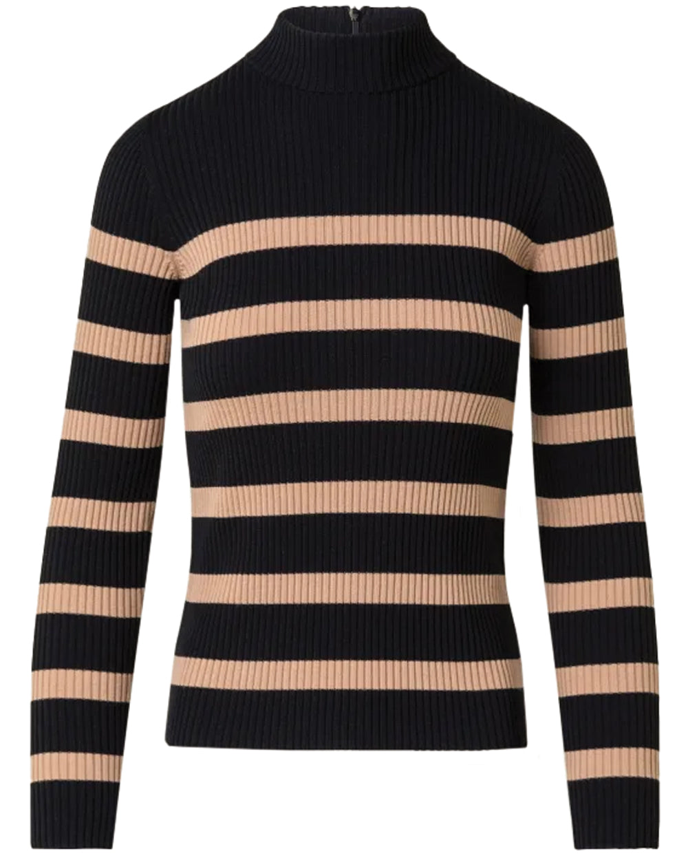 Black and Caramel Stripe Knit Sweater