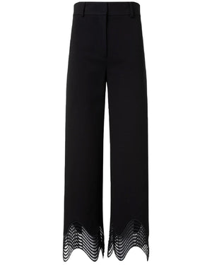 Black Chieko Waved Lace Hem Trouser