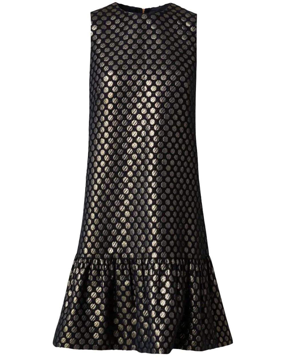 Black Mixed Metallic Polka Dot Jacquard Mini Dress