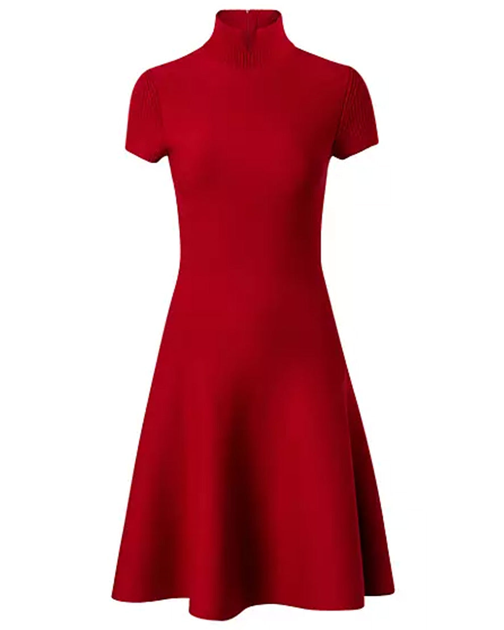 Crimson Mock Neck Ribbed Mini Dress
