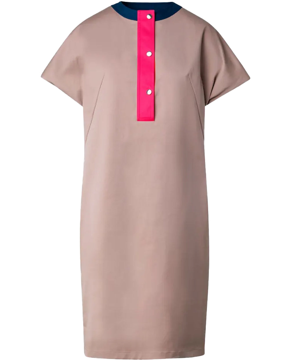 Pink Color Block Crewneck Dress