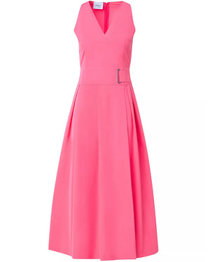 Pink Techno Taffeta Flare Midi Dress