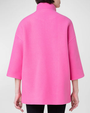 Pink Wool Wide Sleeve Carcoat