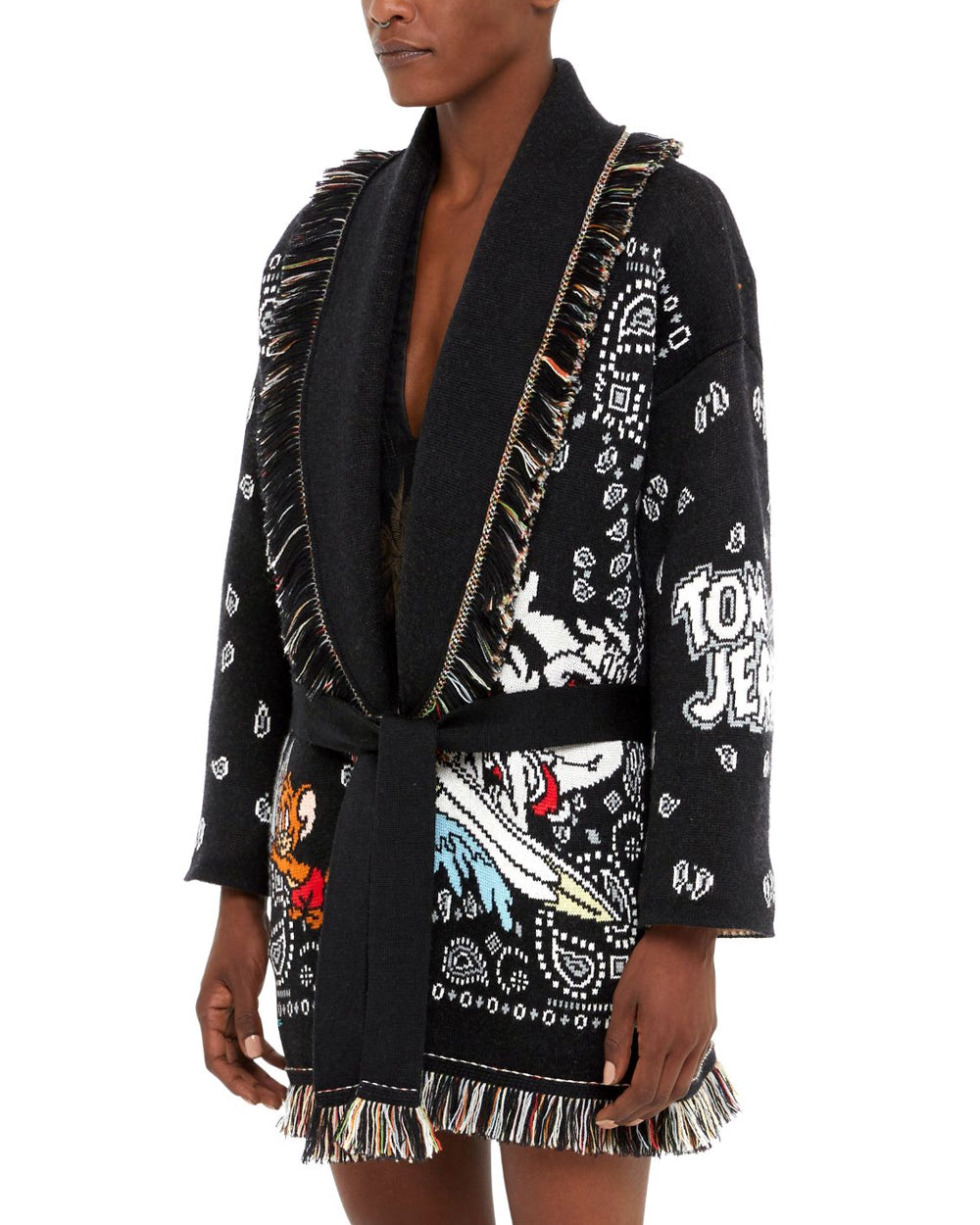 Black Jacquard Tom & Jerry Bandana Cardigan