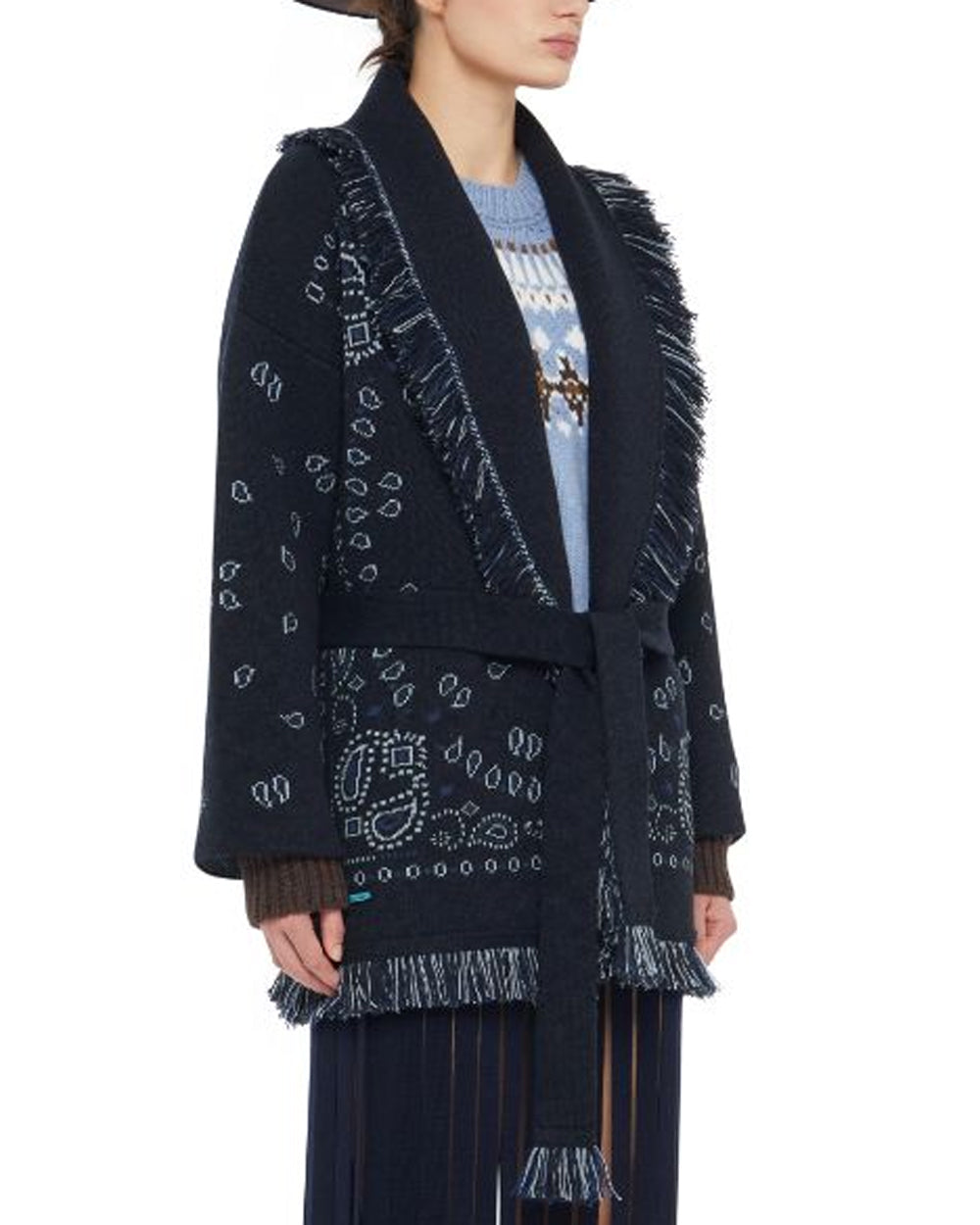 Midnight Blue Bandana Jacquard Cardigan