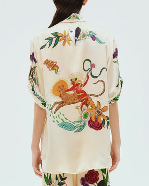 Cream Silk Oversized Meagan Shirt