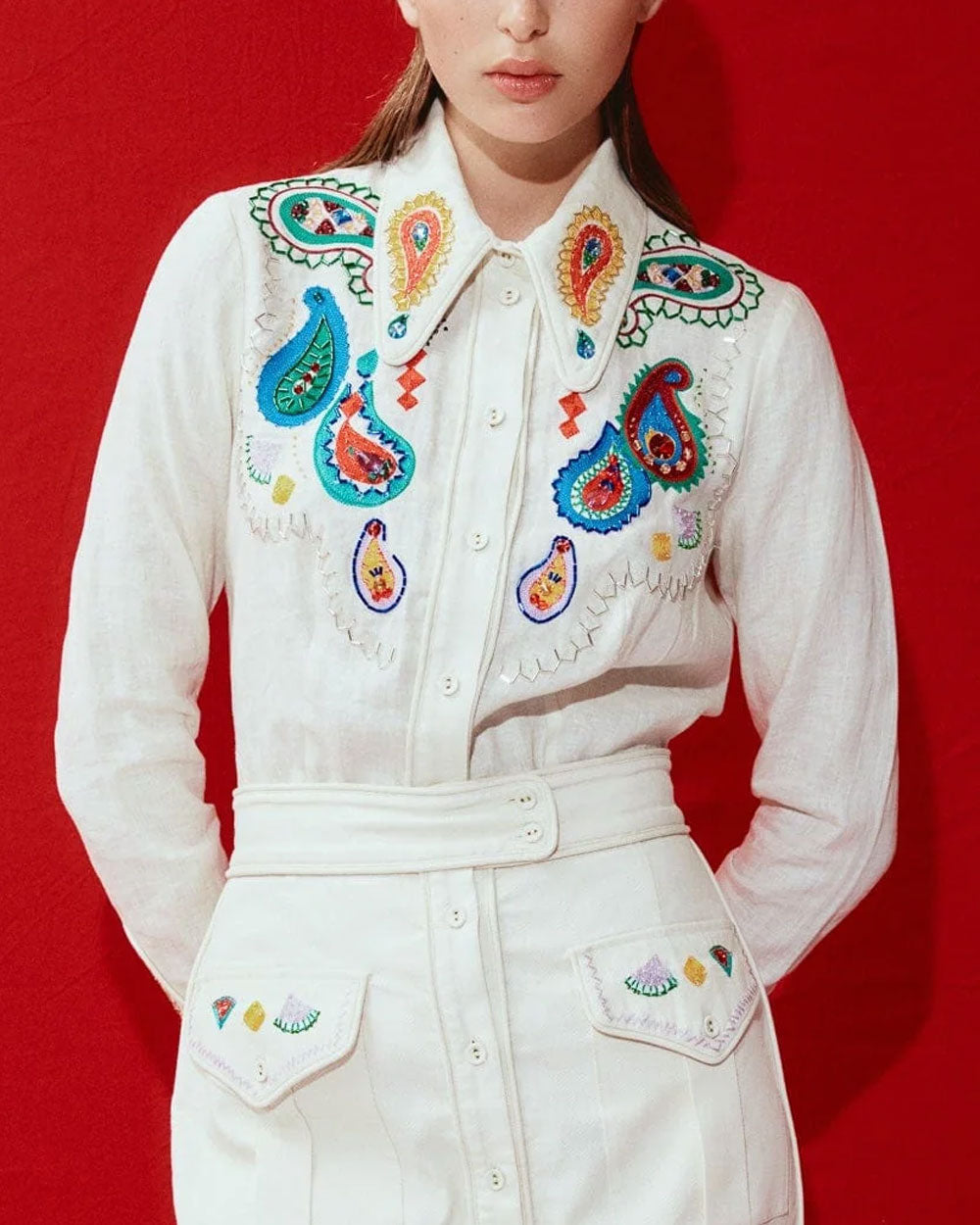 Ivory Embroidered Peggy Shirt