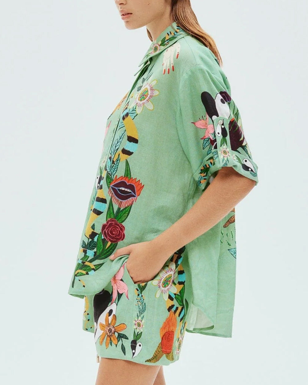 Jade Linen Oversized Meagan Shirt