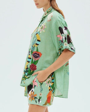 Jade Linen Oversized Meagan Shirt