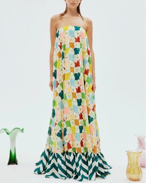 Multicolor Everly Strapless Gown