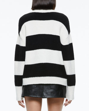 Black and Ecru Stripe Tiel Pullover