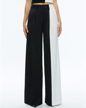 Black and Off White Colorblock High Rise Pompey Pant