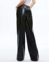 alice + olivia Women's Trish Shiny Vegan Leather Baggy Pants, Black, 4 at   Women's Clothing store