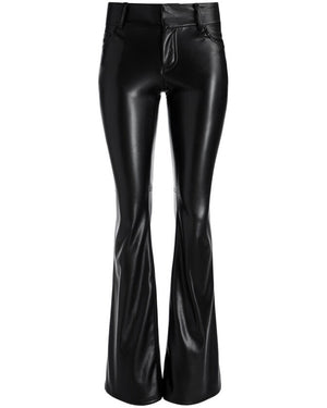 Black Vegan Leather Stacey Bell Bottom Pant