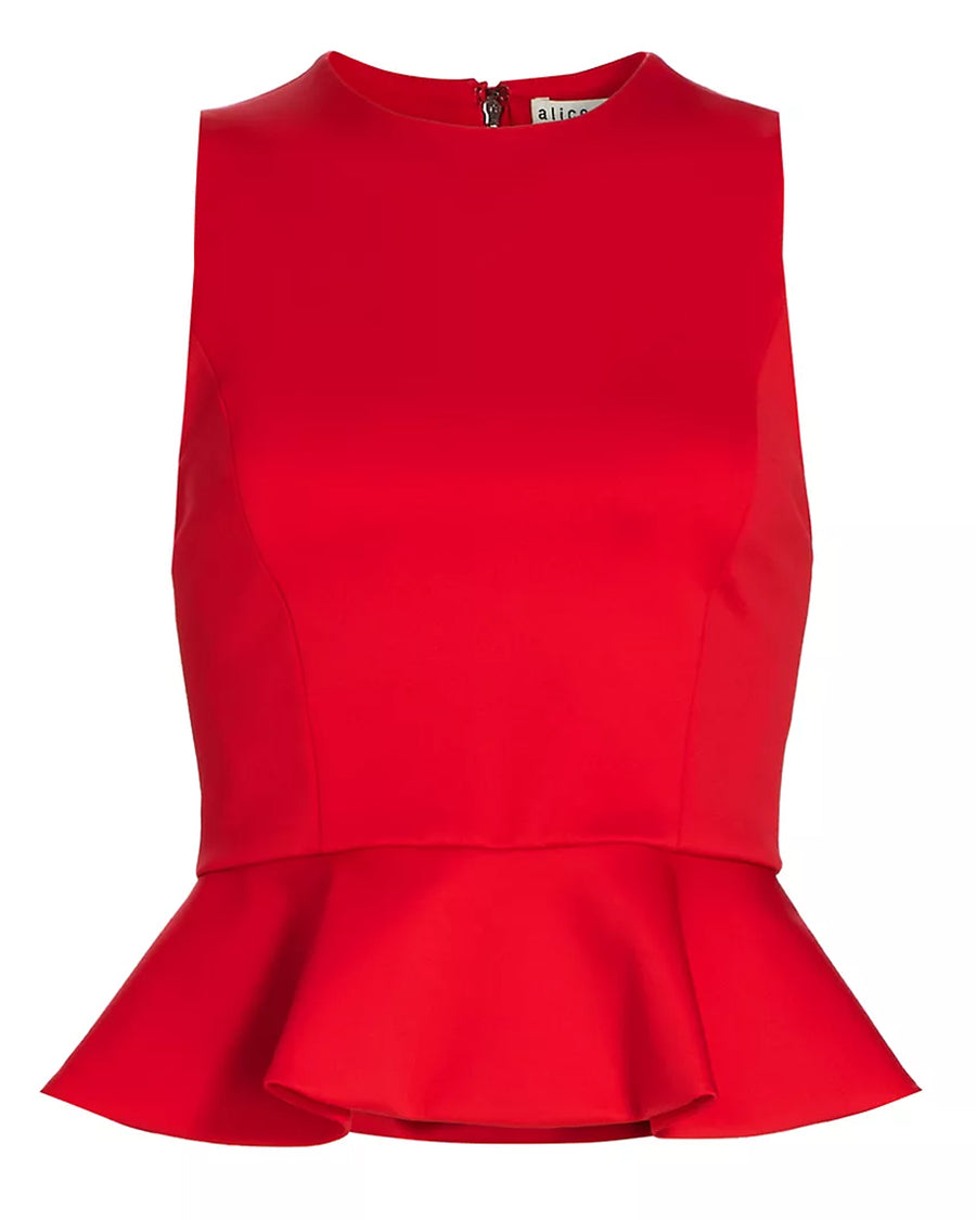 Bright Ruby Poppy Peplum Top