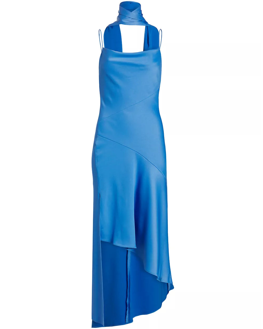 French Blue Asymmetrical Harmony Scarf Dress