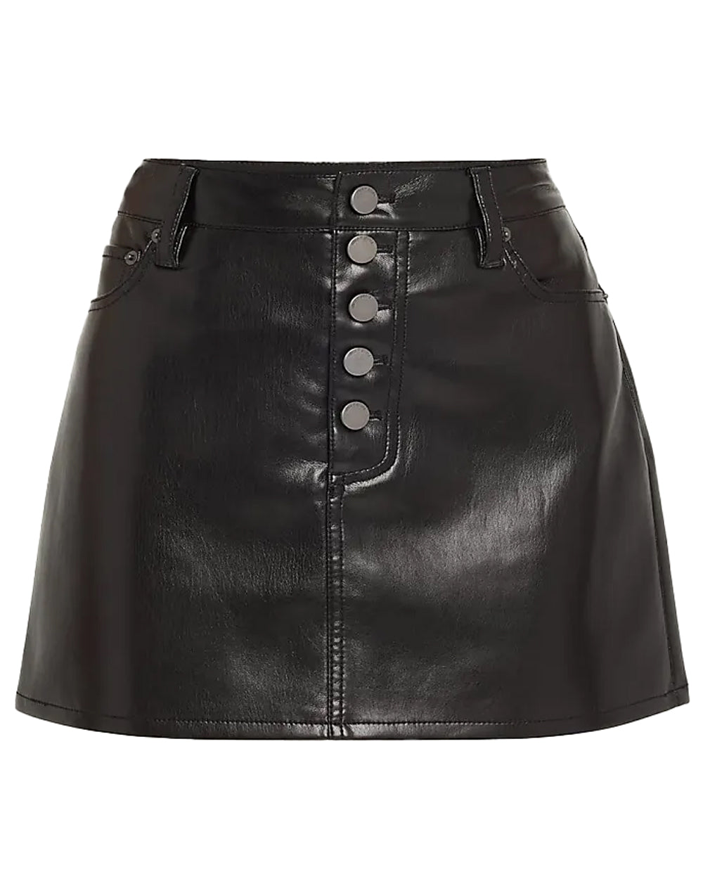 High Rise Vegan Leather Joss Mini Skirt in Black