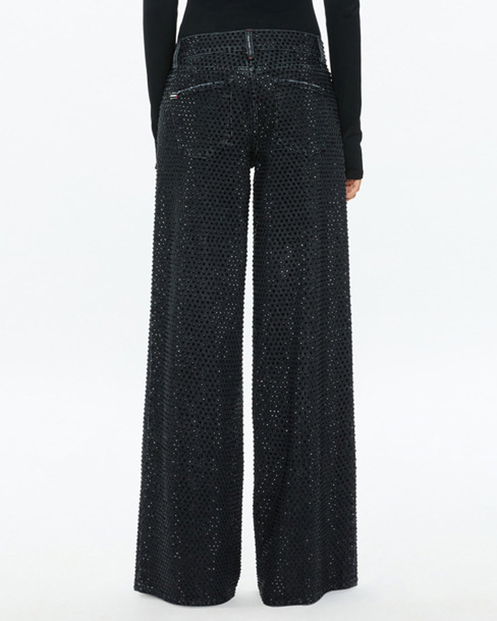 Low Rise Embellished Trish Baggy Jean in Maya Charcoal Black