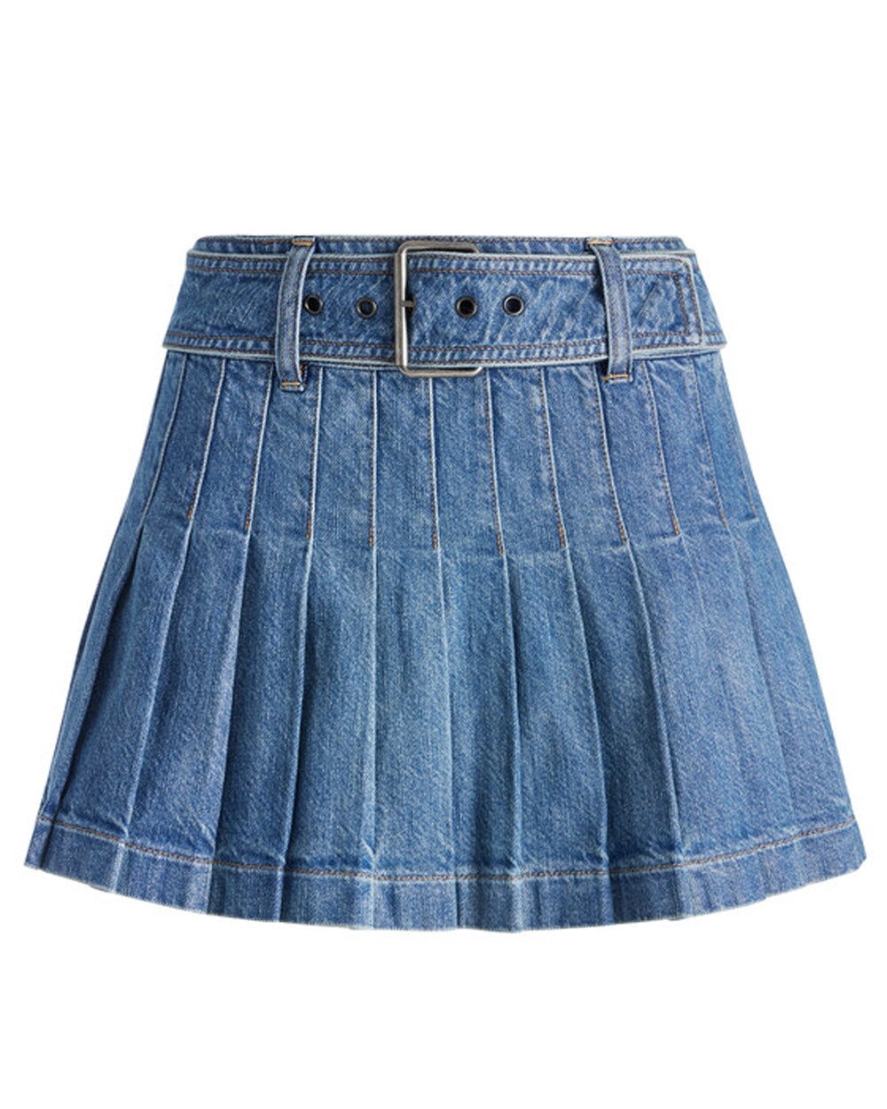 Low Rise Mera Pleated Mini Skirt in Avery Blue