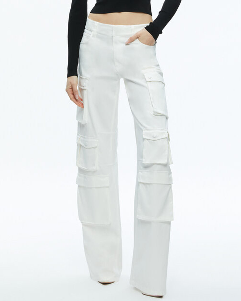 Mid Rise Olympia Baggy Cargo Pant in Off White
