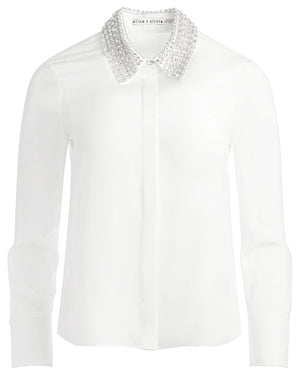 Off White Embellished Collar Willa Top