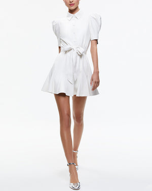 Off White Vegan Leather Lurlene Mini Dress