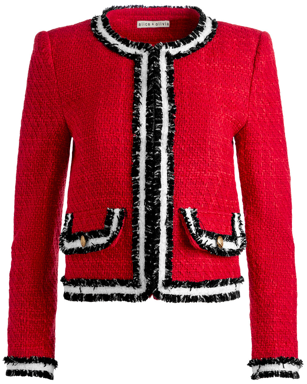 Perfect Ruby Red Tweed Landon Crop Jacket