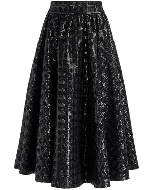 Silver and Black Sequin Nilda Skirt