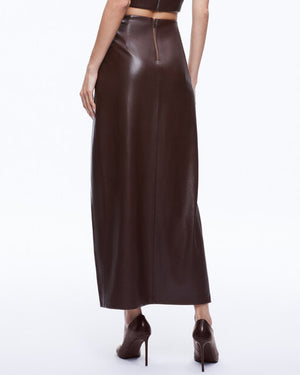 Toffee Siobhan Vegan Leather Wrap Maxi Skirt
