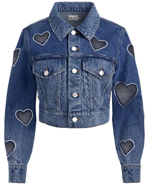 True Blue Heart Embellished Jeff Denim Jacket