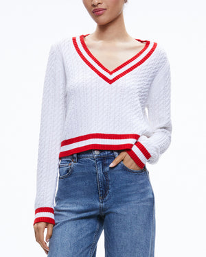 White and Ruby Marika Cable Knit Sweater
