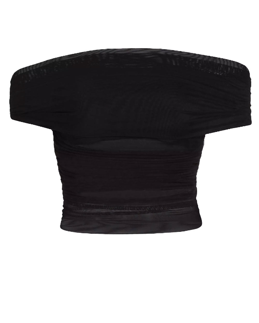 Black Isadola Folded Off Shoulder Ruched Top