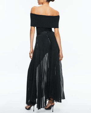 Black Katz Sunburst Pleat Maxi Skirt