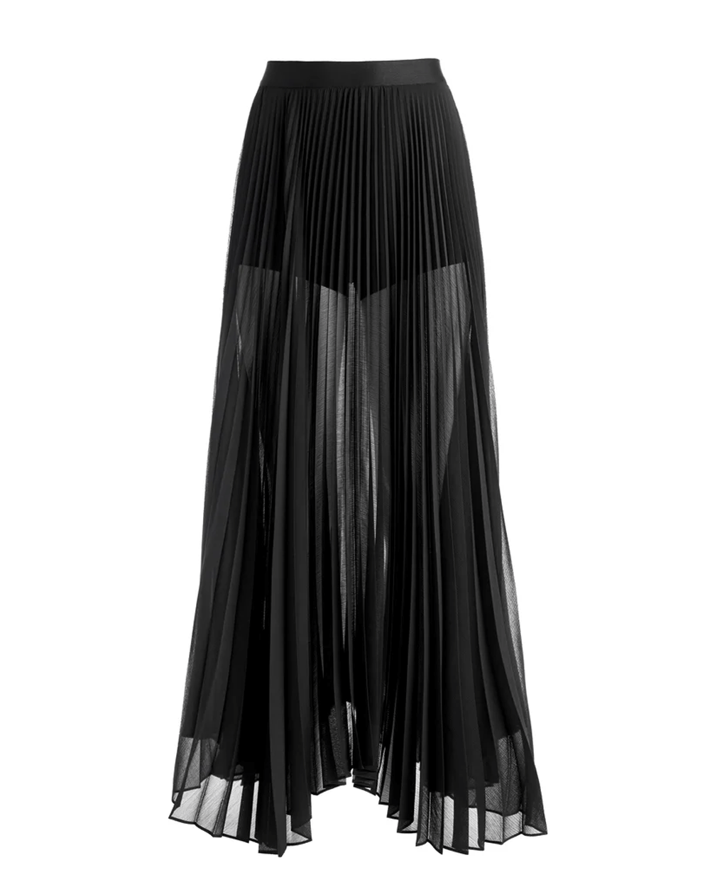 Black Katz Sunburst Pleat Maxi Skirt