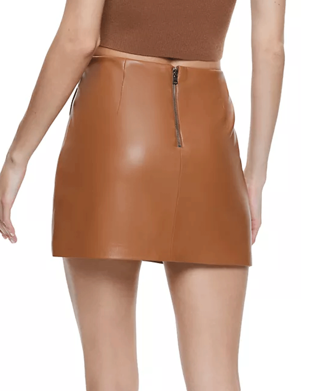 Siobhan Vegan Wrap Mini Skirt in Camel