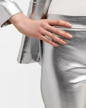 Silver Metallic Vegan Leather Livi Pant
