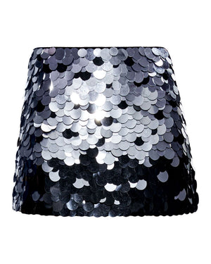 Silver and Black Sequin Rubi Low Rise Micro Skirt