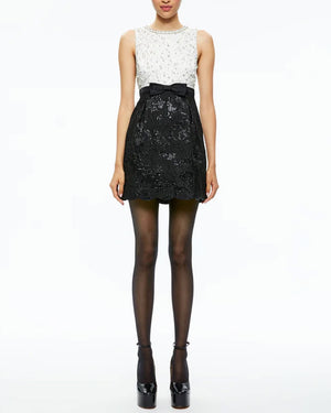 Ecru and Black True Embellished Mini Dress