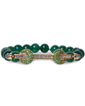 Forest Jade Quartz and Diamond Bracelet