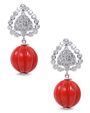 Diamond and Coral Earrings