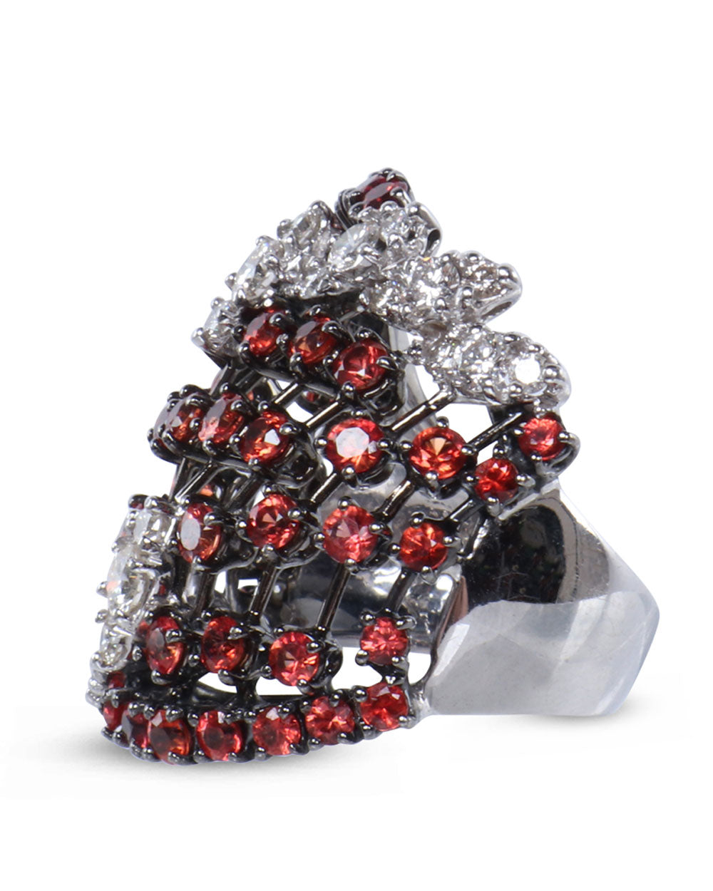 Diamond and Red Sapphire Ring