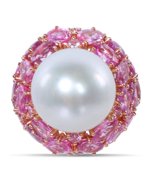 Pink Sapphire and Pearl Sea Ring