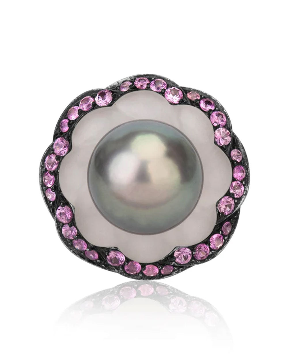 Tahitian Pearl and Pink Sapphire Ring